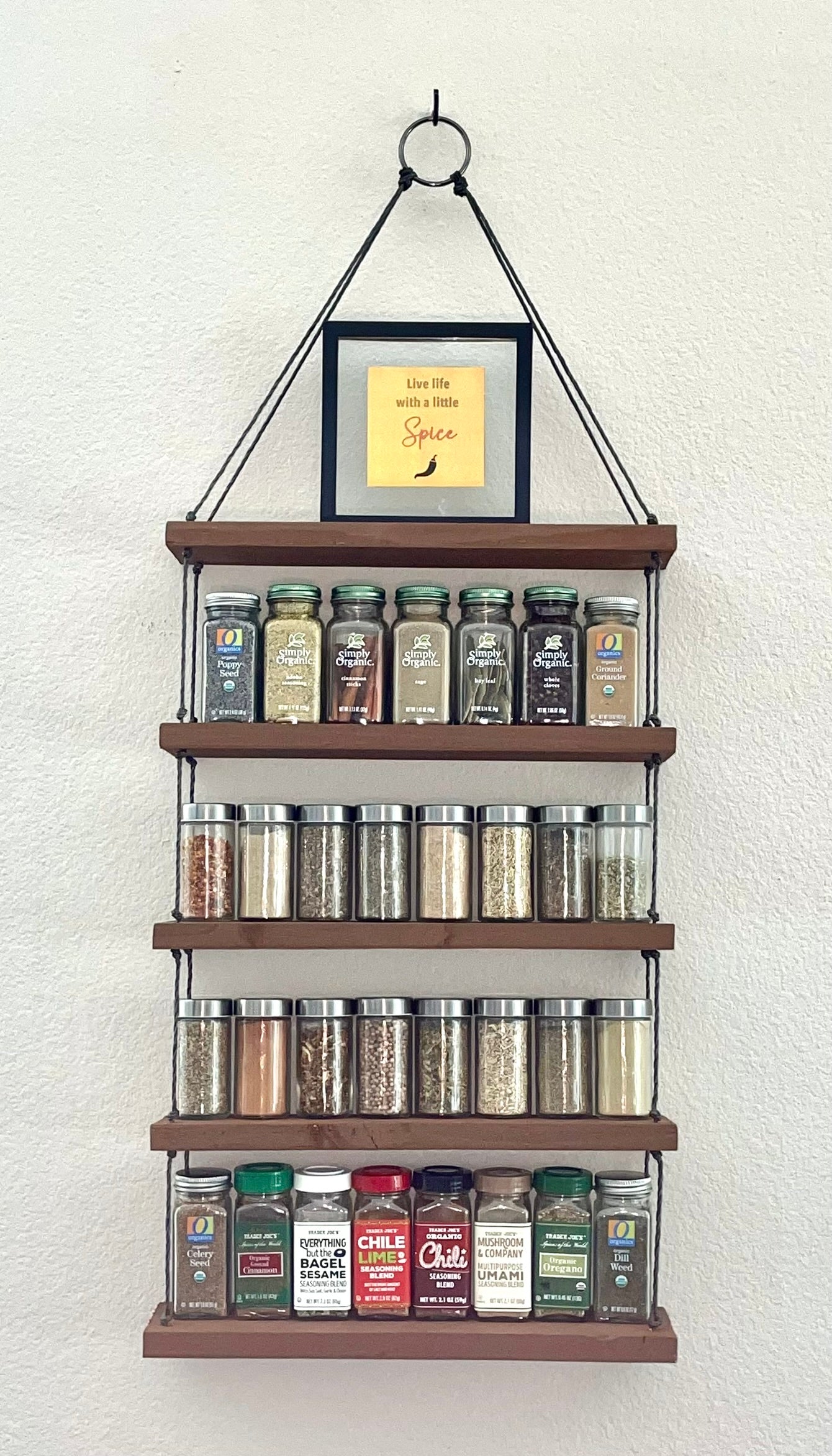 Brown Shelves with Black Rope