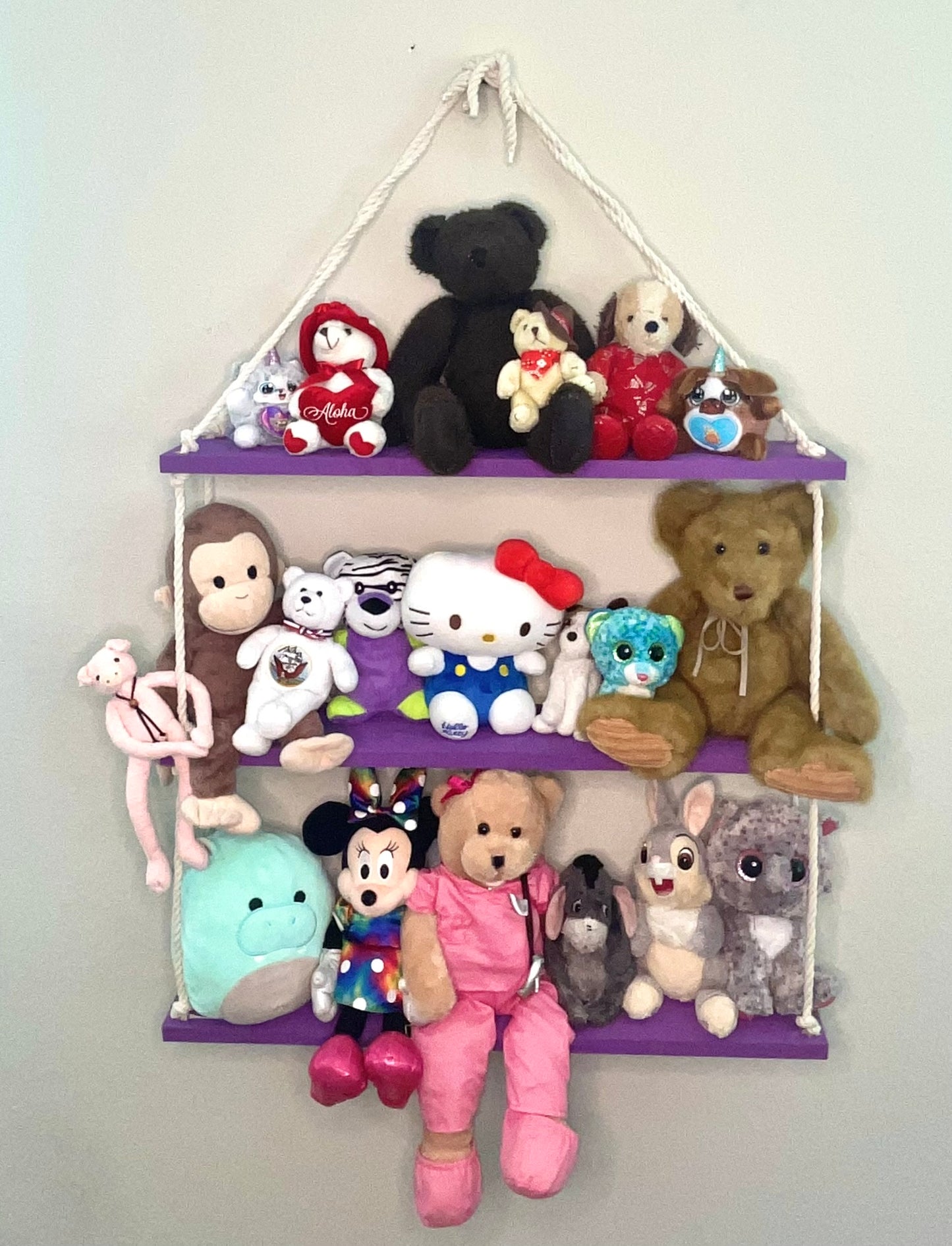 Purple Shelves with Cream Rope