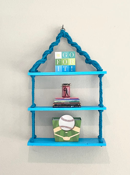 Turquoise Shelves with Matching Criss-crossed Rope