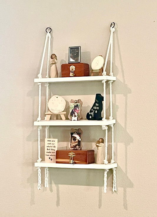 White Shelves with White Rope