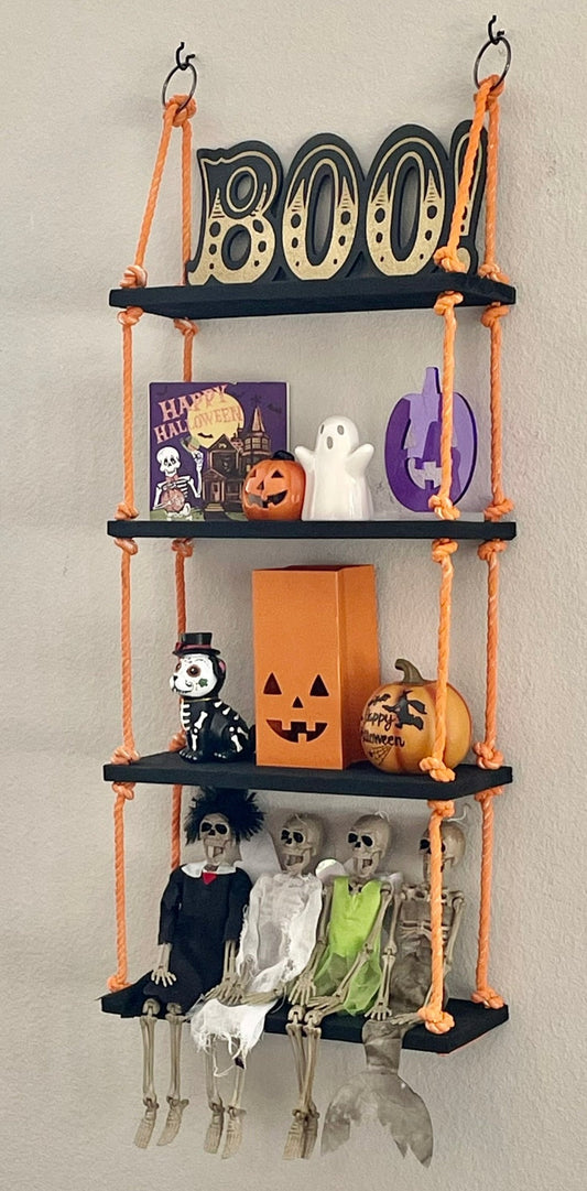 Black Shelves with Orange Rope