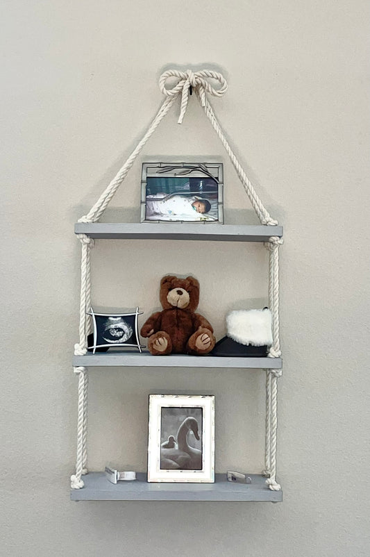 Gray Shelves with Cream Rope